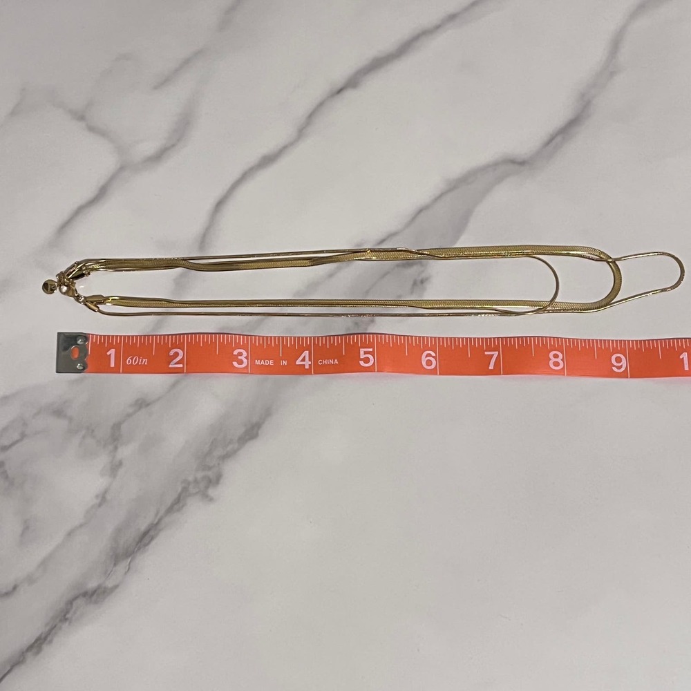 Herringbone Triple Stacked Layered Fashion Gold Plated Necklace Minimalist - Picture 7 of 7